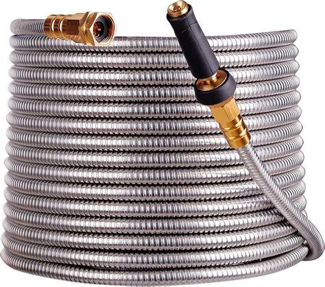 metal garden hose 50ft|stainless steel garden hose ends.